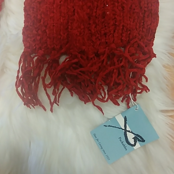 Betmar Red Chenille Scarf - Picture 5 of 7